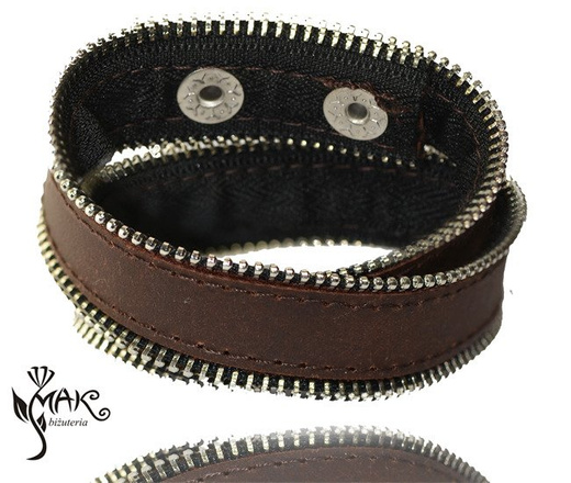 BR733 BRANSOLETKA MĘSKA, BRĄZOWA SKÓRA zamki