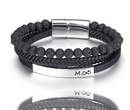 599/1125 męska bransoletka grawerowana  skóra czarna