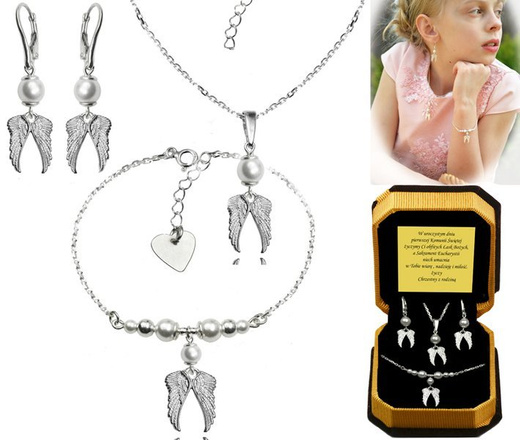 927/5 komplet Swarovski Elements srebro 925 urodziny komunia