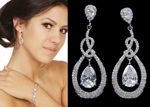 Kol 655/7 KOLCZYKI ślubne, cyrkonie długie