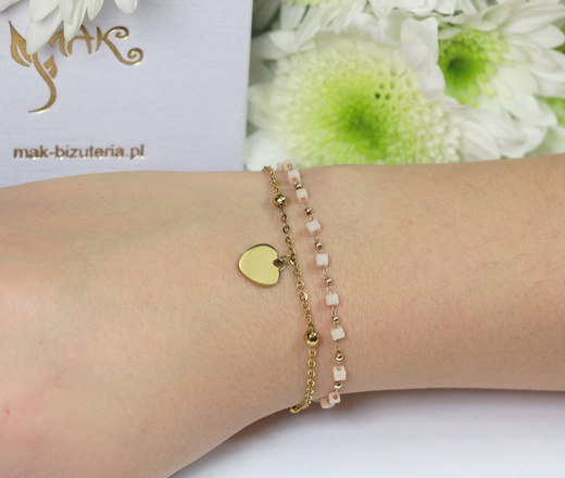 1701/1 bransoletka złocona z grawerem i szklanymi kosteczkami
