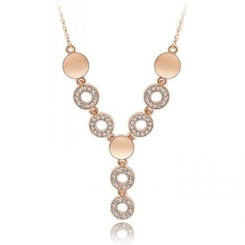 Nk599/193 NASZYJNIK RÓŻOWE złoto crystal