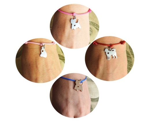 BR842 bransoletka na sznureczku stal pies yorkshire terrier grawer