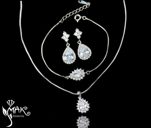 Kpl883 komplet ślubny, biżuteria ślubna z cyrkoniami b599/811 n599/814 k599/565