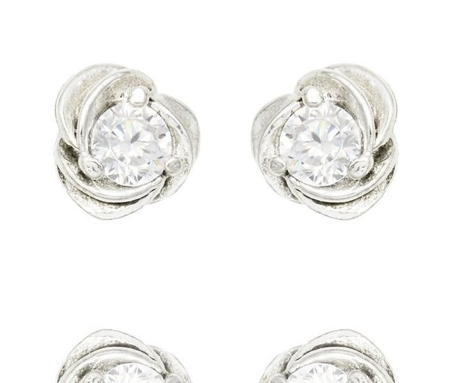 480/299 kolczyki srebrne 925 różyczki z białymi cyrkoniami