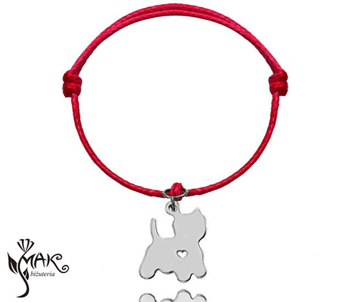 BR842 bransoletka na sznureczku stal pies yorkshire terrier grawer