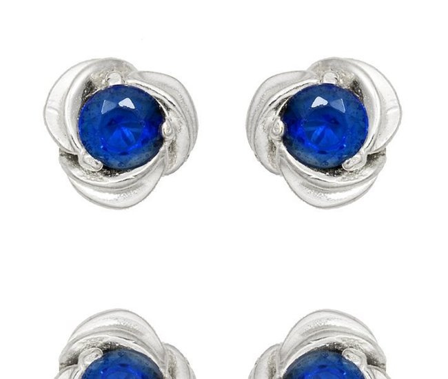 480/297 kolczyki srebrne 925 różyczki, niebieskie cyrkonie