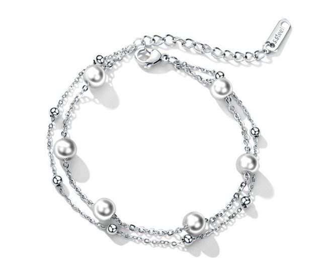 599/922 Bransoletka stalowa z perłami