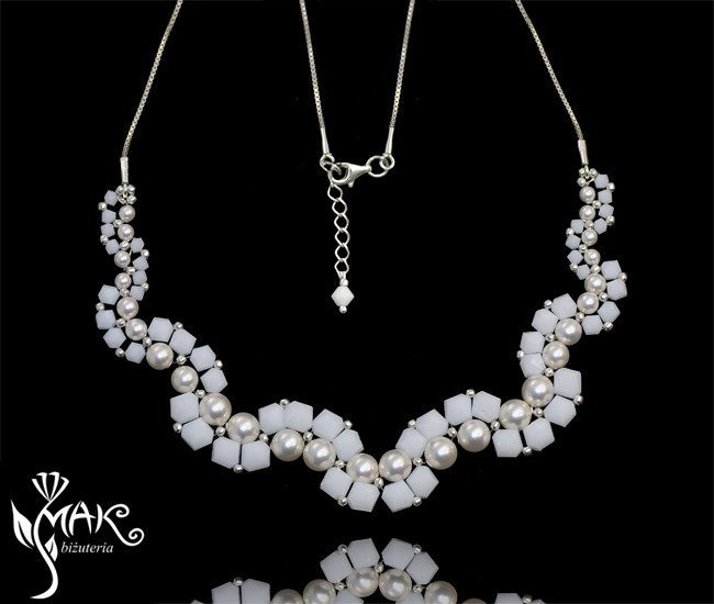 NK516, biżuteria ślubna, NASZYJNIK SWAROVSKI ELEMENTS,