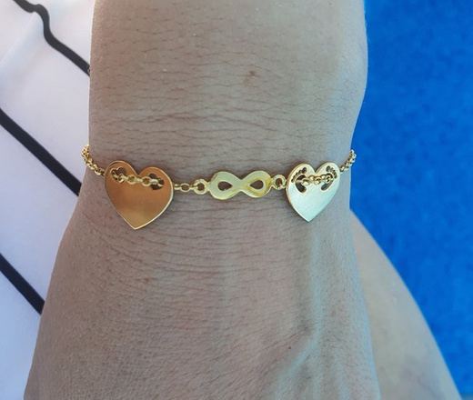 1178 bransoletka grawerowana złota srebro 925 serce Swarovski Elements infinity