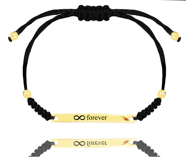 1331 bransoletka s. 925  pozłacana z grawerem na sznureczku