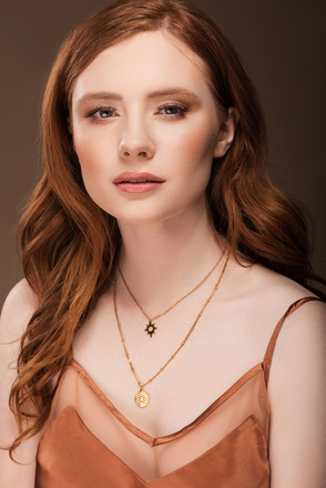 1326/14 naszyjnik pozłacany kuleczkami stal rozeta