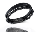 599/1124 męska bransoletka grawerowana  skóra czarna