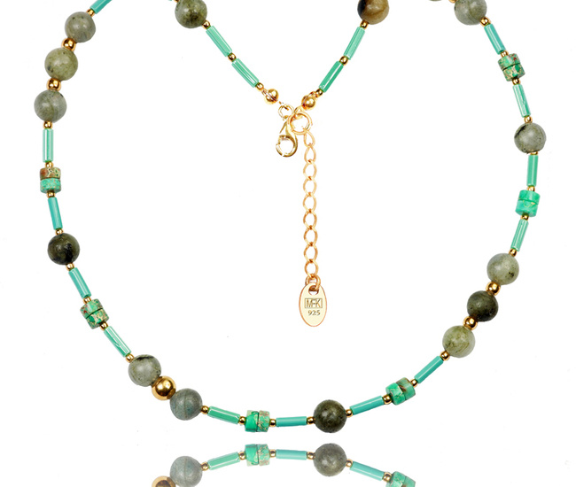 1373/5 naszyjnik srebrny 925 pozłacany turkus