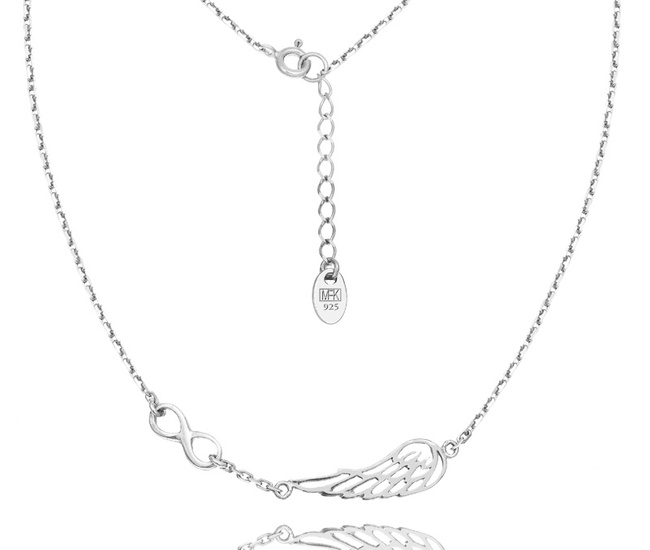 1327/1 naszyjnik srebrny 925 skrzydło i nieskończoność
