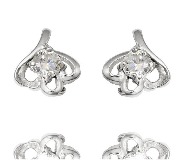 480/379 Kolczyki srebrne 925 listki ażurowe z cyrkonią