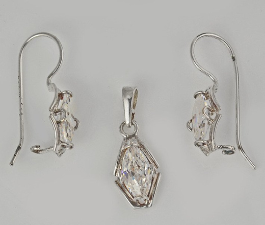 480/200 komplet srebrny z owalną cyrkonią