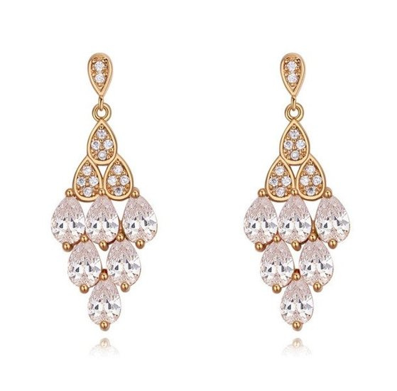 Kol 599/723 kolczyki ślubne pozłacane z cyrkoniami