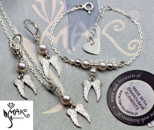 927/5 komplet Swarovski Elements srebro 925 urodziny komunia