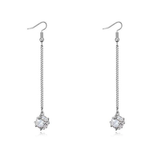 Kol 599/587 KOLCZYKI srebrne z kosteczką wysadzaną cyrkoniami