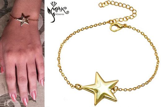 BR695 BRANSOLETKA pozłacana gwiazda grawer