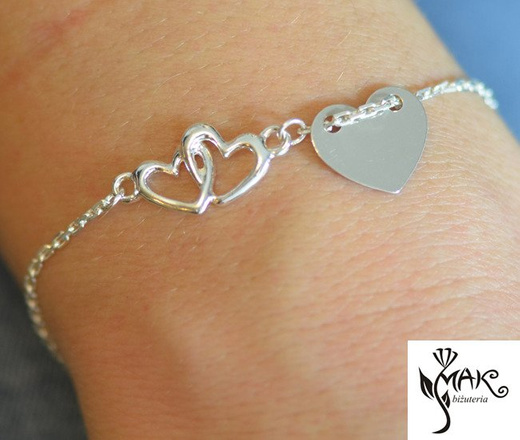 BR898 BRANSOLETKA Z GRAWEREM połączne serca Swarovski Elements serce