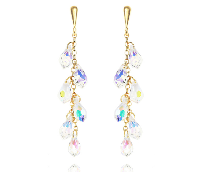 1362 kolczyki srebrne 925 pozłacane z kryształkami