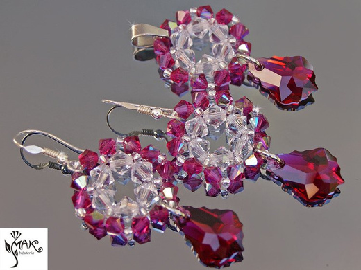 KPL167 RUBY KOMPLET KRYSZTAŁY SWAROVSKI ELEMENTS