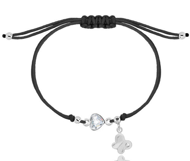 1469 bransoletka srebrna 925 serduszko na sznurku