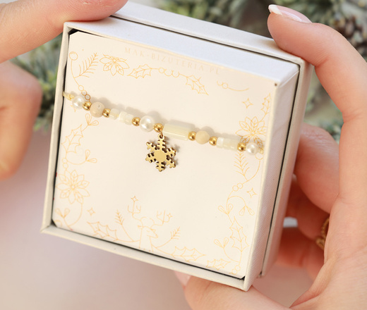 1731/6 bransoletka złocona z perłami i grawerem, upominek świąteczny