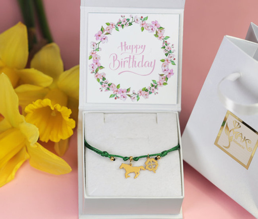 1334 BRANSOLETKA Z GRAWEREM złota na sznureczku