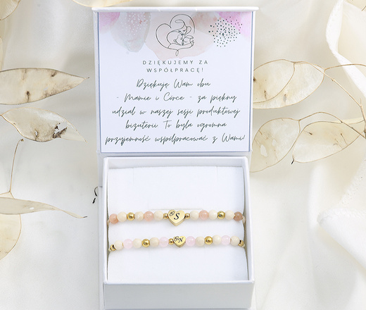 Bransoletki z grawerowanymi sercami dla mamy i córki 1891