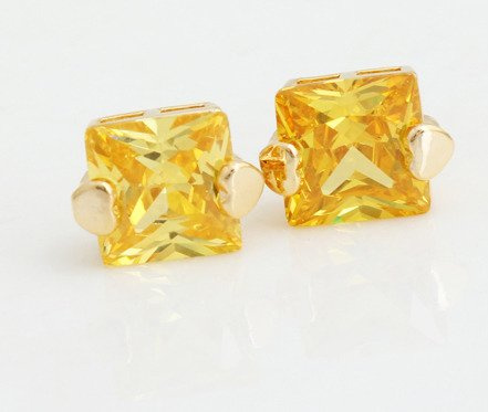 Kol 599/385 kolczyki cyrkonie żółte zółte złoto