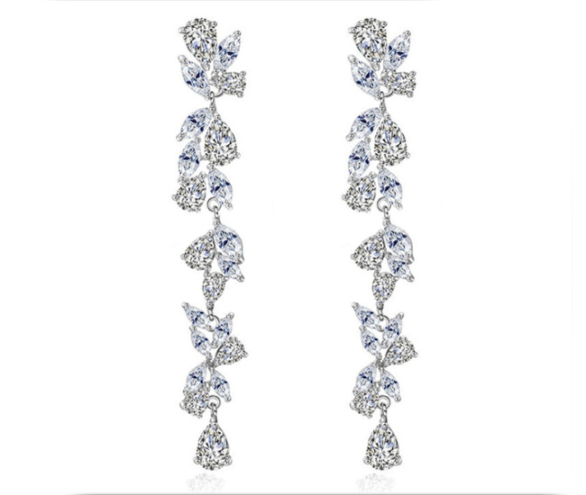 Kol 1291/3 Kolczyki na ślub, długie z cyrkoniami