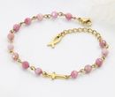 Bransoletka różaniec różowa 1758/6, kamienie naturalne rodonit