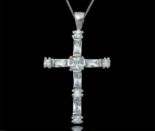 480/268 Wisiorek srebrny z cyrkoniami krzyż krzyżyk 925