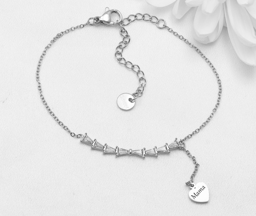 bransoletka z grawerem, cyrkonie stal  1878/4