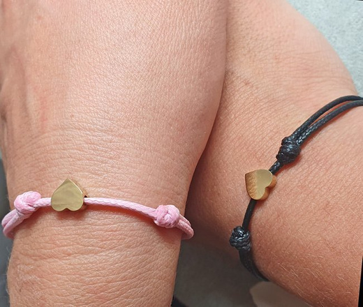 1177 bransoletki dla pary złote serca z grawerunkiem stalowe