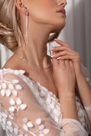 1526 bransoletka srebrna 925 potrójna z kryształkami