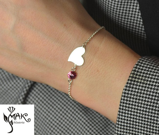BR891 BRANSOLETKA Z GRAWEREM Swarovski Elements serce