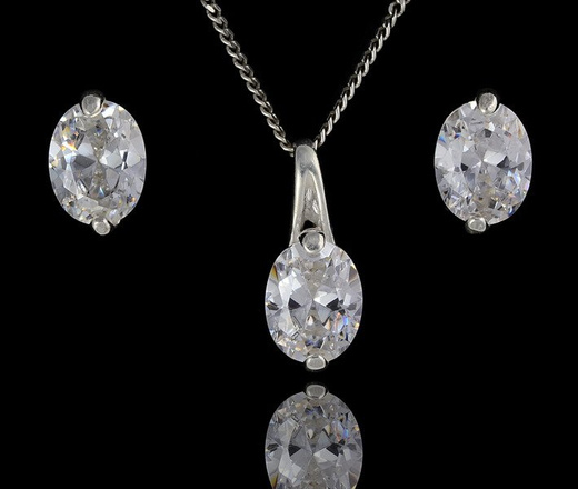 480/173 komplet srebrny z błyszczącymi cyrkoniami