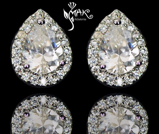 Kol 1081  KOLCZYKI ślubne, cyrkonie sztyft Piękne