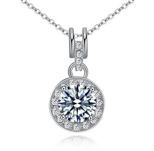 NK599/459 NASZYJNIK platynowany cyrkonie kółko