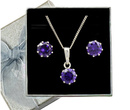 480/87 komplet srebrny okrągłe z fioletowymi cyrkoniami