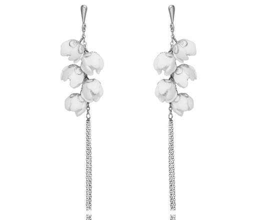 Komplet ślubnej biżuterii z perełkami i kwiatami srebro 925– naszyjnik, kolczyki, bransoletka 1816/8