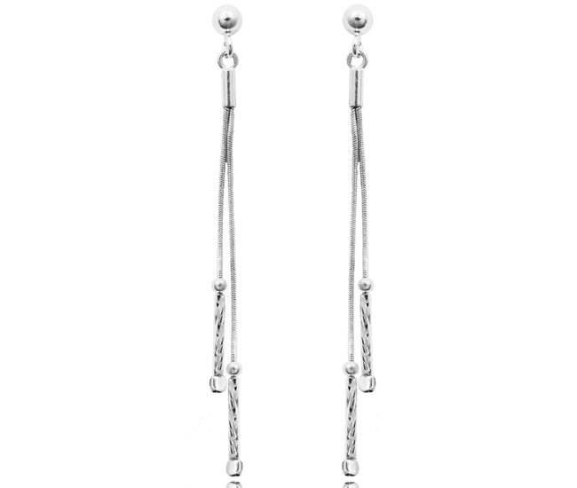 1301 kolczyki srebrne 925 podwójne na łańcuszkach