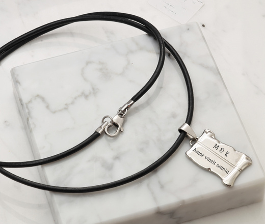 Nieśmiertelnik czarny stalowy łańcuszek z blaszką pod grawerunek 1864/3