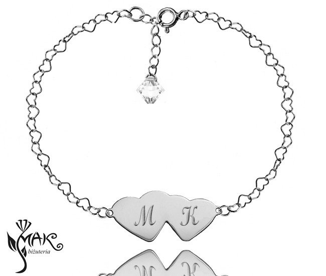 BR681 BRANSOLETKA Z GRAWERUNKIEM  SERCA Swarovski