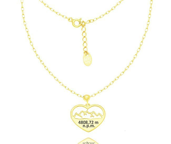 1265 naszyjnik  srebro pozłacane 925 serce góry z grawerem