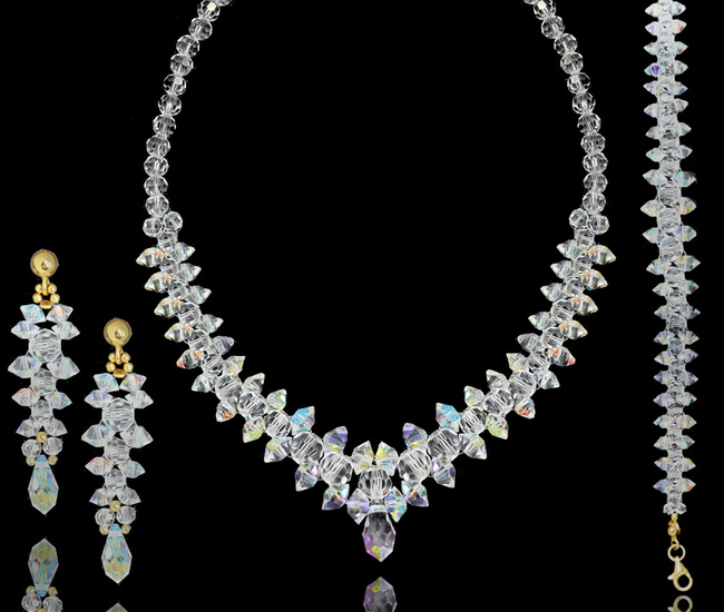 1374 komplet kryształowy Crystal AB na ślub